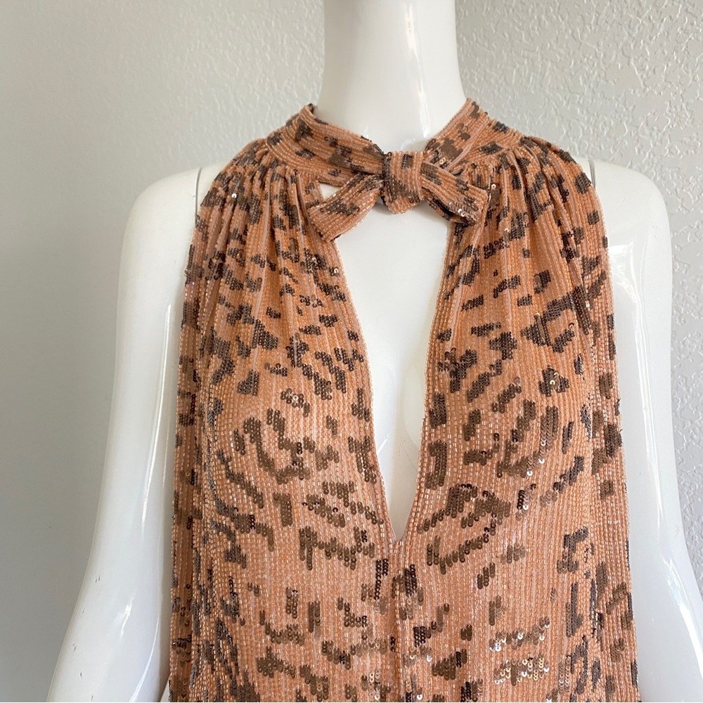 Rosacha leopard beaded sequin blouse